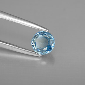 1.17 ct Blue Zircon Stone, Natural Zircon in Round Facet Shape for Sale