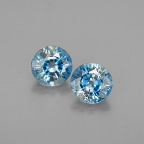 2.08 ct Blue Zircon Gemstone, Zircon Gem in Round Facet Shape for Sale.