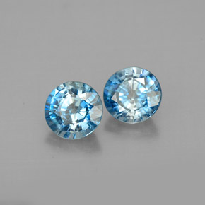 2.08 ct Blue Zircon Stone, Natural Zircon in Round Facet Shape for Sale