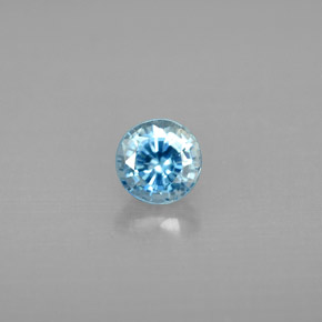 1.06 ct Blue Zircon Gemstone, Zircon Gem in Round Facet Shape for Sale.
