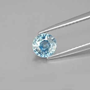 0.97 ct Blue Zircon Gemstone, Zircon Gem in Round Facet Shape for Sale.