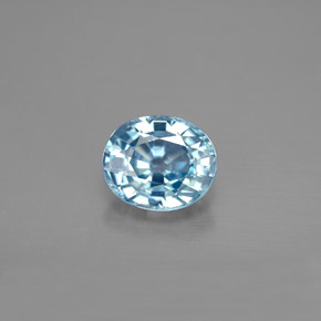 1.80 ct Blue Zircon Gemstone, Zircon Gem in Oval Facet Shape for Sale.