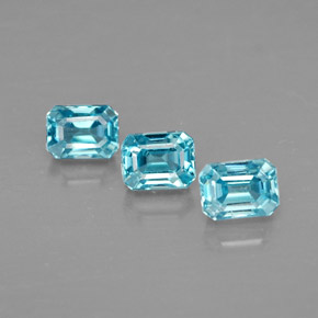 1.23 ct Blue Zircon Gemstone, Zircon Gem in Octagon Facet Shape for Sale.