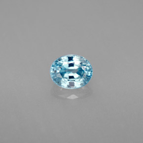 1.27 ct Blue Zircon Gemstone, Zircon Gem in Oval Facet Shape for Sale.