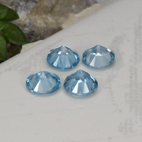 Zircon Gemstones in 4.5 mm (calibrated) Size for Sale, Zircon Stones in Deep Maya Blue Color