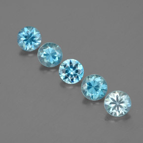 1.61 ct Blue Zircon Gemstone, Zircon Gem in Diamond-Cut Shape for Sale.
