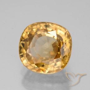 8.07 ct Golden Zircon Stone, Natural Zircon in Cushion-Cut Shape for Sale