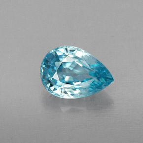 1.08 ct Blue Zircon Gemstone, Zircon Gem in Pear Facet Shape for Sale.