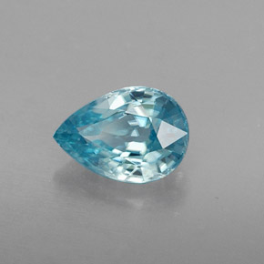 1.08 ct Blue Zircon Stone, Natural Zircon in Pear Facet Shape for Sale