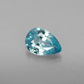 0.86 ct Blue Zircon Gemstone, Zircon Gem in Pear Facet Shape for Sale.