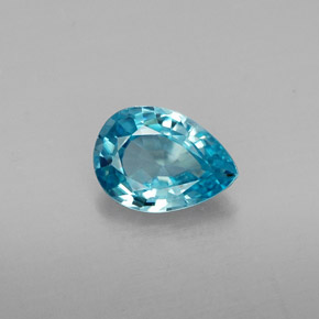 0.85 ct Blue Zircon Gemstone, Zircon Gem in Pear Facet Shape for Sale.