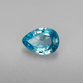0.85 ct Blue Zircon Stone, Natural Zircon in Pear Facet Shape for Sale