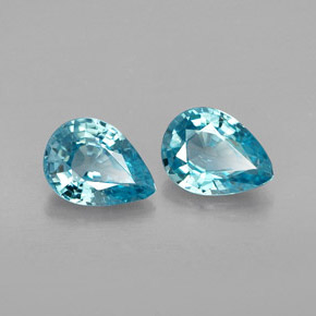 1.76 ct Blue Zircon Stone, Natural Zircon in Pear Facet Shape for Sale