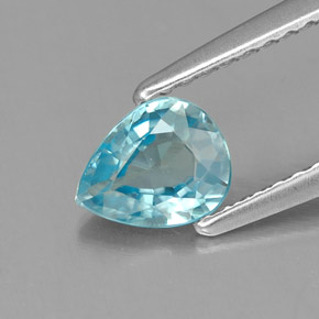 0.78 ct Blue Zircon Gemstone, Zircon Gem in Pear Facet Shape for Sale.