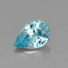 0.91 ct Blue Zircon Gemstone, Zircon Gem in Pear Facet Shape for Sale.