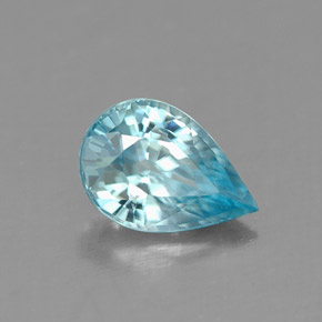 0.91 ct Blue Zircon Stone, Natural Zircon in Pear Facet Shape for Sale