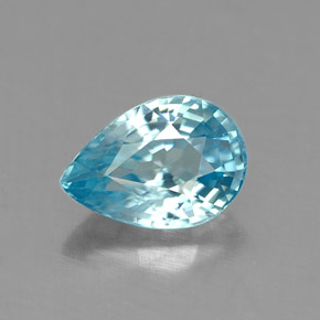 1.05 ct Blue Zircon Gemstone, Zircon Gem in Pear Facet Shape for Sale.