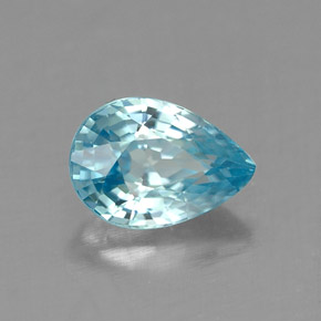1.05 ct Blue Zircon Stone, Natural Zircon in Pear Facet Shape for Sale