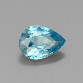 0.98 ct Blue Zircon Stone, Natural Zircon in Pear Facet Shape for Sale