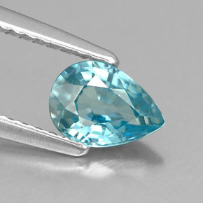 0.99 ct Blue Zircon Gemstone, Zircon Gem in Pear Facet Shape for Sale.
