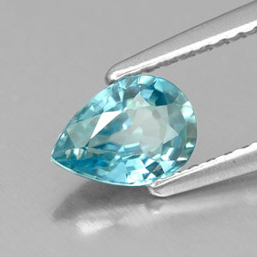 0.99 ct Blue Zircon Stone, Natural Zircon in Pear Facet Shape for Sale