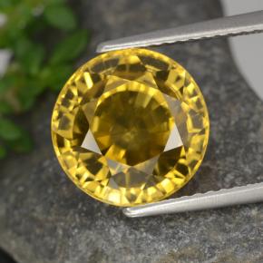 6.97 ct Yellow Zircon Gemstone, Zircon Gem in Round Facet Shape for Sale.