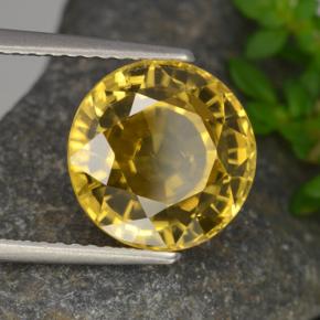6.97 ct Yellow Zircon Stone, Natural Zircon in Round Facet Shape for Sale