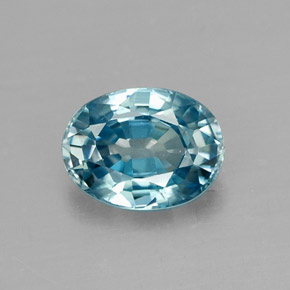 1.25 ct Blue Zircon Gemstone, Zircon Gem in Oval Facet Shape for Sale.