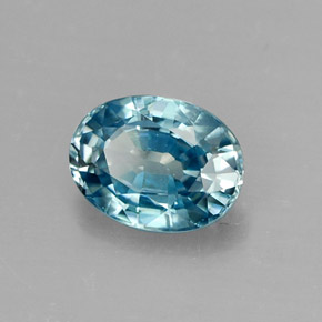 1.25 ct Blue Zircon Stone, Natural Zircon in Oval Facet Shape for Sale