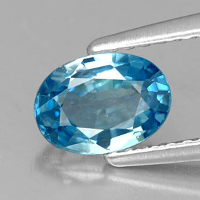 1.36 ct Blue Zircon Gemstone, Zircon Gem in Oval Facet Shape for Sale.
