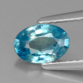 1.13 ct Blue Zircon Gemstone, Zircon Gem in Oval Facet Shape for Sale.