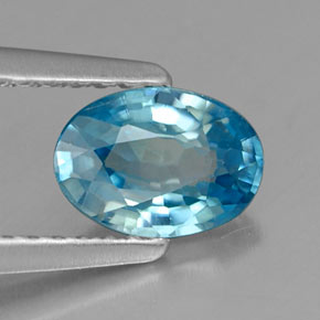 1.13 ct Blue Zircon Stone, Natural Zircon in Oval Facet Shape for Sale