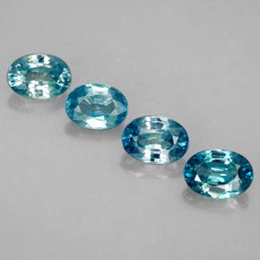5.08 ctw Blue Zircon Stones, Natural Zircon in Oval Facet Shape for Sale