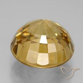 Zircon Gemstone in 15 mm (calibrated) Size for Sale, Zircon Stone in Medium-Light Gold Color