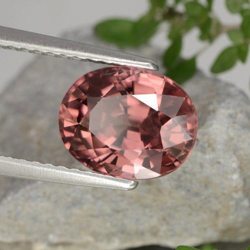 3.46 ct Pink Zircon Stone, Natural Zircon in Oval Facet Shape for Sale