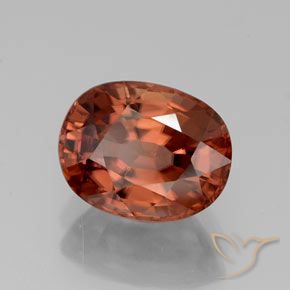 3.38 ct Red Zircon Stone, Natural Zircon in Oval Facet Shape for Sale