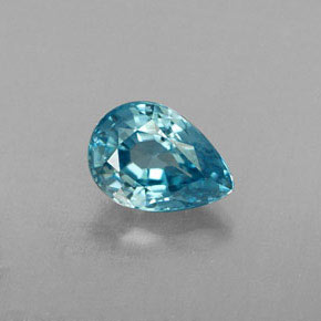 1.02 ct Blue Zircon Gemstone, Zircon Gem in Pear Facet Shape for Sale.