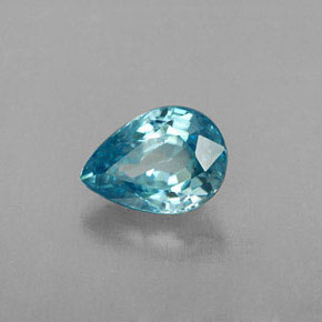 1.02 ct Blue Zircon Stone, Natural Zircon in Pear Facet Shape for Sale