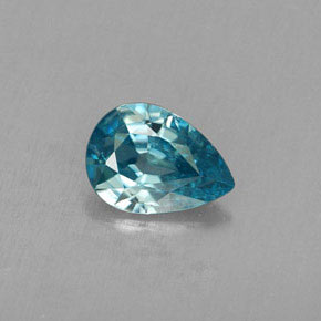 0.77 ct Blue Zircon Gemstone, Zircon Gem in Pear Facet Shape for Sale.