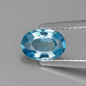 1.04 ct Blue Zircon Gemstone, Zircon Gem in Oval Facet Shape for Sale.