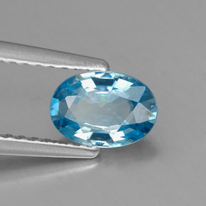 1.04 ct Blue Zircon Stone, Natural Zircon in Oval Facet Shape for Sale