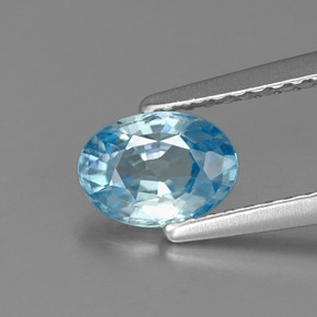 0.96 ct Blue Zircon Gemstone, Zircon Gem in Oval Facet Shape for Sale.