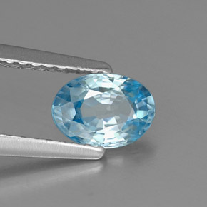 0.96 ct Blue Zircon Stone, Natural Zircon in Oval Facet Shape for Sale