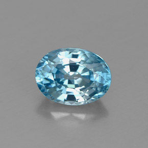 1.19 ct Blue Zircon Gemstone, Zircon Gem in Oval Facet Shape for Sale.