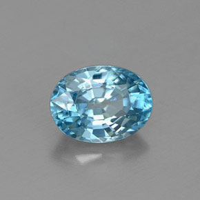 1.19 ct Blue Zircon Stone, Natural Zircon in Oval Facet Shape for Sale