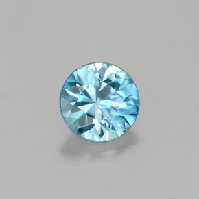 0.33 ct Blue Zircon Stone, Natural Zircon in Round Facet Shape for Sale