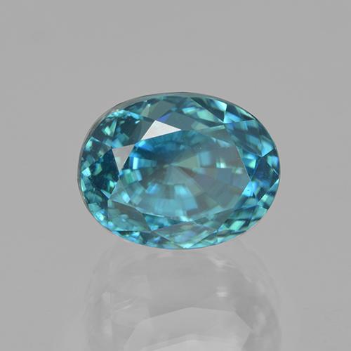6.04 ct Turquoise Zircon Stone, Natural Zircon in Oval Facet Shape for Sale