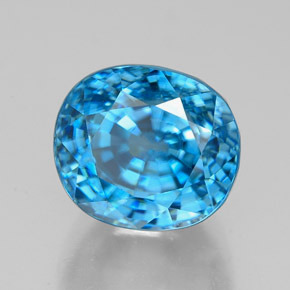 7.38 ct Blue Zircon Stone, Natural Zircon in Oval Facet Shape for Sale