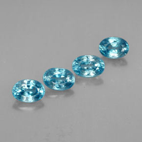 3.39 ct Blue Zircon Stone, Natural Zircon in Oval Facet Shape for Sale