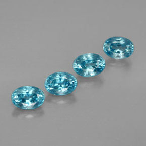 3.55 ct Blue Zircon Stone, Natural Zircon in Oval Facet Shape for Sale